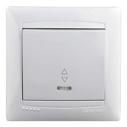 Вимикач 1 клавішний прохідний з підсвіткою LMR1003 білий Lemanso Сакура