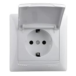 Розетка з/з і кришкою білий LMR1027 Lemanso Сакура