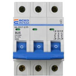 Автоматичний вимикач ВА-2017 25А B 3п. АскоУкрем