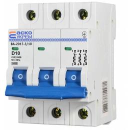 Автоматичний вимикач ВА-2017 10А D 3п. АскоУкрем