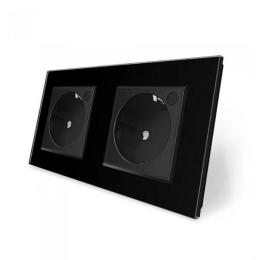 Двомісна розумна розетка ZigBee із заземленням чорний Livolo (VL-C7FCTC16AZ-4BP)