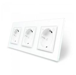 Тримісна розумна розетка ZigBee з заземленням білий Livolo (VL-C7FCTC16AZ-6WP)