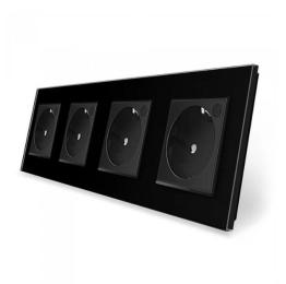 Чотиримісна розумна розетка ZigBee з заземленням чорний Livolo (VL-C7FCTC16AZ-8BP)