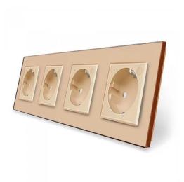 Чотиримісна розумна розетка ZigBee з заземленням золотий Livolo (VL-C7FCTC16AZ-8AP)