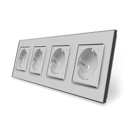 Чотиримісна розумна розетка ZigBee з заземленням сірий Livolo (VL-C7FCTC16AZ-8IP)