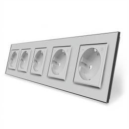 П'ятимісна розумна розетка ZigBee з заземленням сірий Livolo (VL-C7FCTC16AZ-10IP)