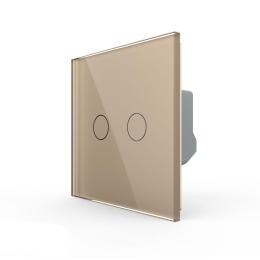 Розумний сенсорний Wi-Fi прохідний вимикач 2 сенсори золотий скло Livolo (VL-C7FC2SNY-2G-AP)