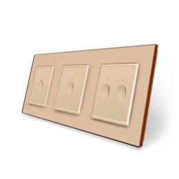 Сенсорний вимикач Sense 4 сенсора (1-1-2) золотий скло Livolo (VL-C7FC1/FC1/FC2-6AP)