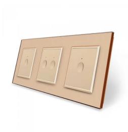 Сенсорний вимикач Sense 4 сенсора (1-2-1) золотий скло Livolo (VL-C7FC1/FC2/FC1-6AP)