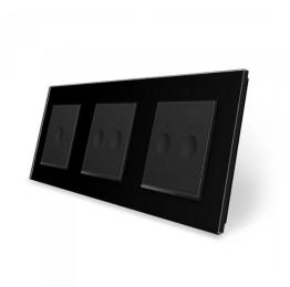 Сенсорний вимикач Sense 5 сенсорів (1-2-2) чорний скло Livolo (VL-C7FC1/FC2/FC2-6BP)