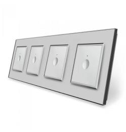 Сенсорний вимикач Sense 4 сенсора (1-1-1-1) сірий скло Livolo (VL-C7FC1/FC1/FC1/FC1-8IP)