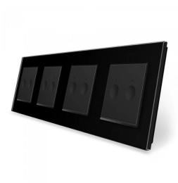 Сенсорний вимикач Sense 8 сенсорів (2-2-2-2) чорний скло Livolo (VL-C7FC2/FC2/FC2/FC2-8BP)