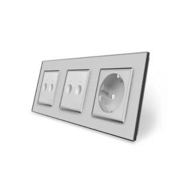 Сенсорний вимикач Sense 4 сенсора (2-2) 1 розетка сірий скло Livolo (VL-C7FC2/FC2/FCTC16A-6IP)