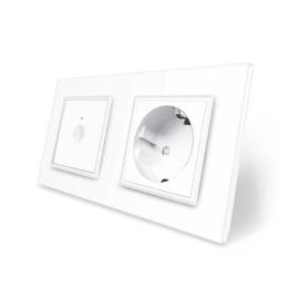 Сенсорний прохідний вимикач Sense 1 сенсор 1 розетка білий скло Livolo (VL-C7FC1S/FCTC16A-4WP)