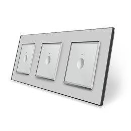 Сенсорний прохідний вимикач Sense 3 сенсора (1-1-1) сірий скло Livolo (VL-C7FC1S/FC1S/FC1S-6IP)