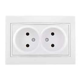 Розетка 2-на б/з білий MIRA Lezard 701-0202-128B