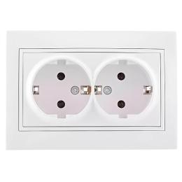 Розетка 2-на з/з білий MIRA Lezard 701-0202-127B