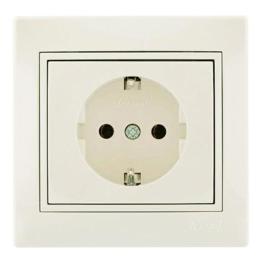 Розетка з заземленням крем MIRA Lezard