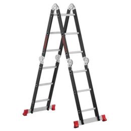 Драбина багатофункціональна трансформер 4х3 сходинки, сталевий профіль, 3380 мм, 150 кг INTERTOOL LT-0023