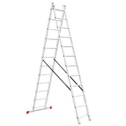 Драбина з алюмінію, 2-секційна, універсальна, розкладна, 2х10 сход., 4,8 м INTERTOOL LT-0210