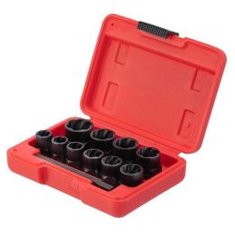 Набір екстракторів подовжених для пошкоджених болтів та гайок, 10 од. INTERTOOL SD-8008