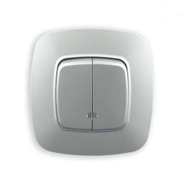 Вимикач 2-клавішний Horoz Electric ELA з підсвіткою срібло (112-007-0004-020)
