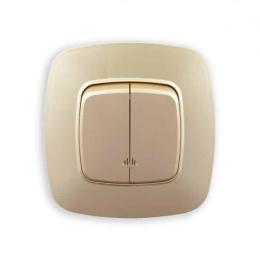 Вимикач 2-клавішний Horoz Electric ELA з підсвіткою золото (112-007-0004-030)
