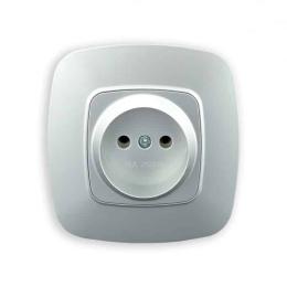 Розетка одинарна Horoz Electric ELA без заземлення срібло (112-007-0005-020)