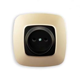 Розетка одинарна Horoz Electric ELA без заземленням чорний-золото (112-007-0005-040)