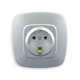 Розетка одинарна Horoz Electric ELA з заземленням срібло (112-007-0006-020)