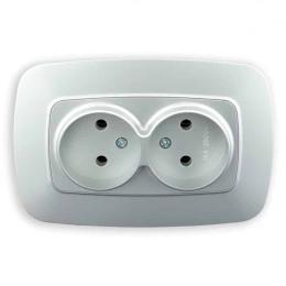 Розетка подвійна Horoz Electric ELA без заземлення срібло (112-007-0007-020)