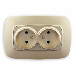 Розетка подвійна Horoz Electric ELA без заземлення золото (112-007-0007-030)