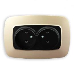 Розетка подвійна Horoz Electric ELA без заземлення чорний-золото (112-007-0007-040)