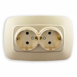 Розетка подвійна Horoz Electric ELA з заземленням золото (112-007-0008-030)