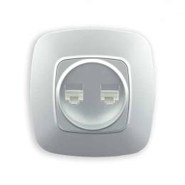 Розетка подвійна комп'ютерна Horoz Electric ELA срібло (112-007-0017-020)