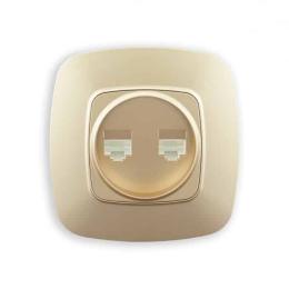 Розетка подвійна комп'ютерна Horoz Electric ELA  золото (112-007-0017-030)