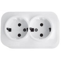 Розетка подвійна із заземленням Horoz Electric EVA біла (112-004-0002-010)