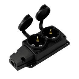 Колодка Horoz Electric 2 гнізда з кришкою чорна (220-000-201)