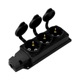 Колодка Horoz Electric 3 гнізда з кришкою чорна (220-000-301)