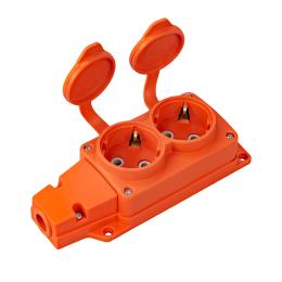 Колодка Horoz Electric 2 гнізда з кришкою помаранчева (221-000-201)