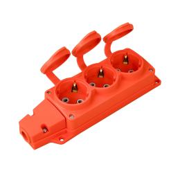 Колодка Horoz Electric 3 гнізда з кришкою помаранчева (221-000-301)