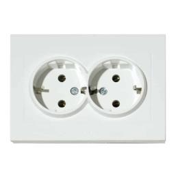 Розетка подвійна з заземленням біла GRANO (400-010300-907)
