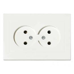Розетка подвійна без заземлення біла GRANO (400-010300-908)