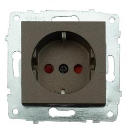 Механізм розетки з заземленням та шторками GRANO мока (600-000319-218)