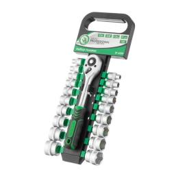 Набір торцевих головок з трещеточною рукояткою 3/8, Cr-V, 20 од. INTERTOOL ET-6020