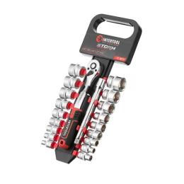 Набір головок 3/8 6-24 мм., подовжувач, рукоятка з храповим механізмом 72 зуба, 20од., Cr-V STORM INTERTOOL ET-8015