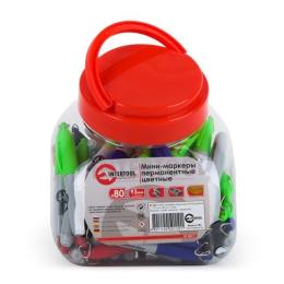 Міні-маркери перманентні кольорові, L= 93 мм, 80 шт/упак. (чорний, синій, зелений, червоний) INTERTOOL KT-5011