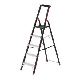 Драбина 5 ступенів, лоток для інвентарю, сталевий профіль, висота верхньої ступені 1064мм, 457х893х1568мм, 150кг INTERTOOL LT-0055