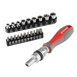 Викрутка реверсивна з карданом і комплектом насадок 21 од VT-3360 Intertool