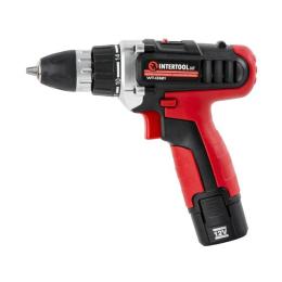 Дриль-шуруповерт акумуляторний, Li-Ion 12В, 18Nm, 1.3 Ач, 2 швидкості,0-400/0-1500 об/хв, 2 акумулятора, 1 рік. зарядка INTERTOOL WT-0321